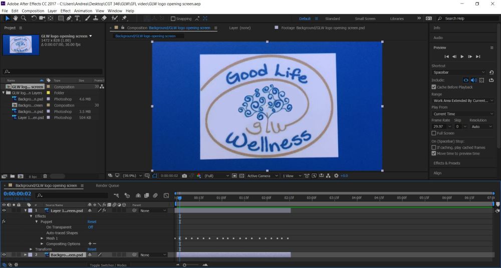 after effects logo screen
